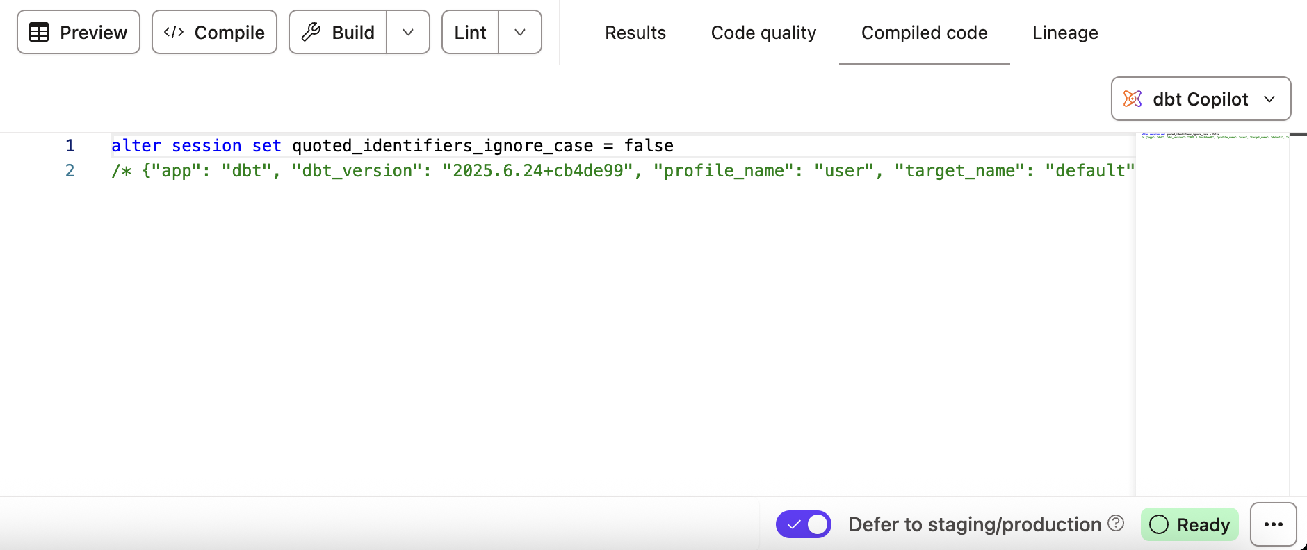 Compile results show up in the Compiled Code tab Compile results show up in the Compiled Code tab