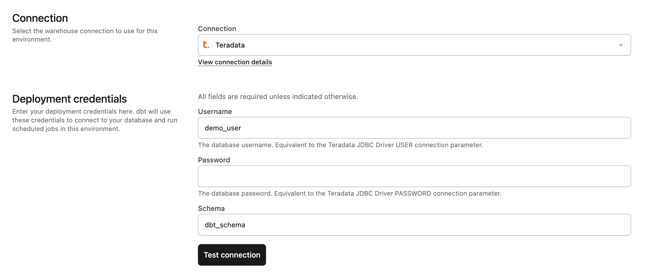 Example of the developer credential fields.